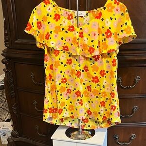 Vibrant Floral Ruffle Blouse